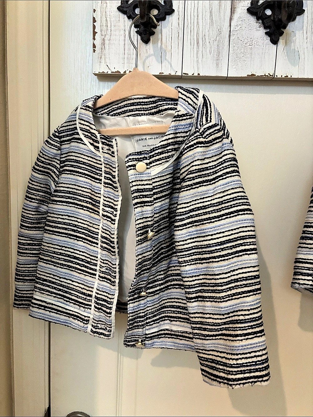 Janie and Jack Striped Jacket & Shorts Set Blue & White Size 8
